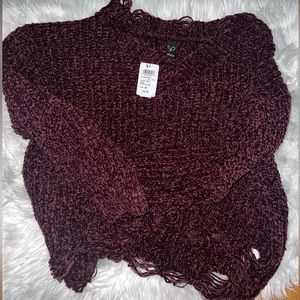 windsor "distressed and chic chenille sweater" - M - plum